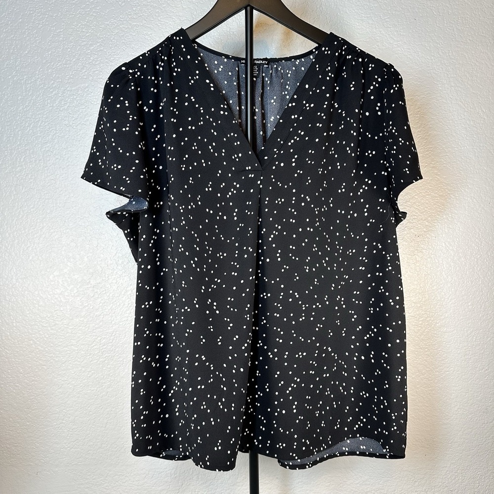 Hilary Radley Black And White Short Sleeve Blouse Size Large